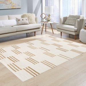 White Hand Woven Wool Jute Area Rug
