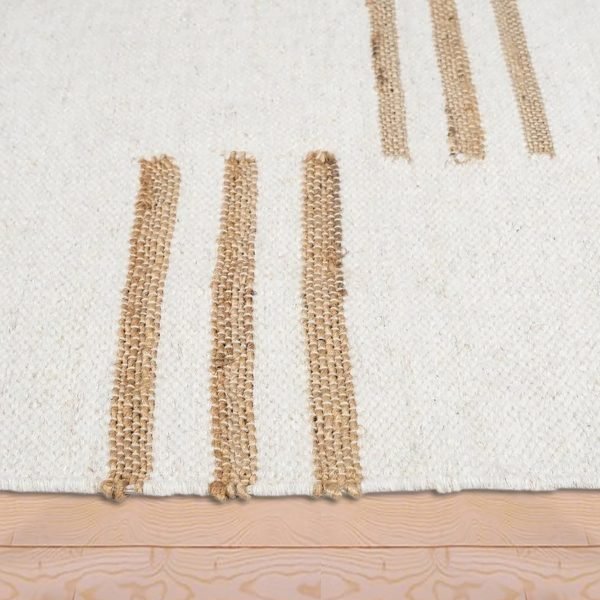 White Hand Woven Wool Jute Area Rug - Image 4