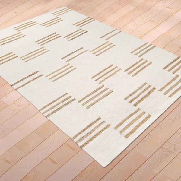 White Hand Woven Wool Jute Area Rug - Image 6
