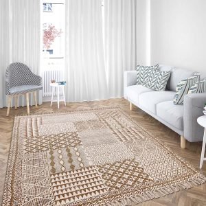 Thread Work Geometric Brown Cotton Dhurrie
