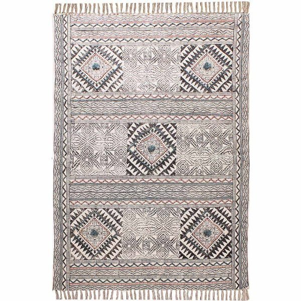 Moroccan Black Thread Work Cotton Rug