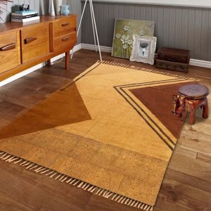 Brown Hand Block Printed Rug Cotton Bedroom Rug
