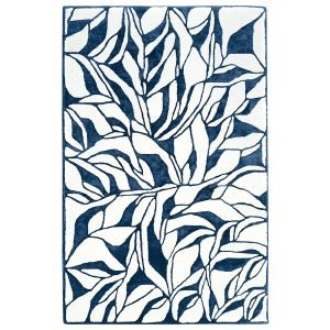 Hand Tufted Wool White Blue Area Rug