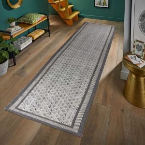 Green Hand Block Printed Cotton Area Rug