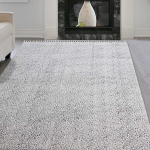 Black & Beige Cotton Hand Block Printed Area Rug
