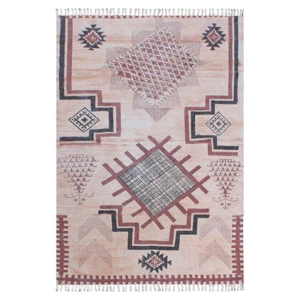 Moroccan Hand Block Printed Cotton Dhurrie