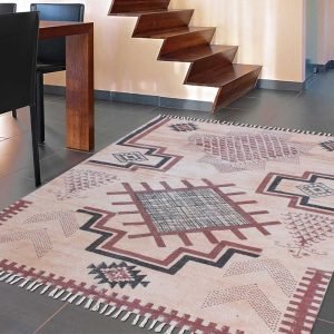 Moroccan Hand Block Printed Cotton Dhurrie