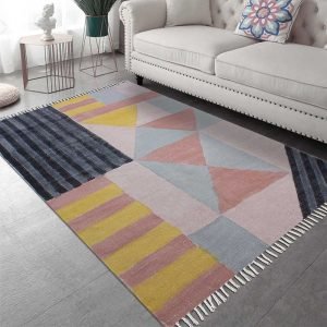 Multicolor Hand Block Printed Cotton Rug