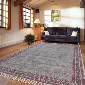Black & Red Bordered Cotton Area Rug