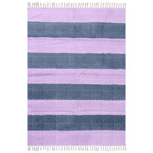 Hand Block Printed Purple Cotton Rug