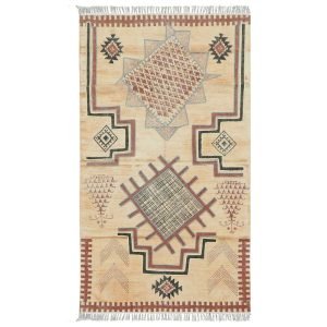 Hand Embroidery Elevate Cotton Beige Rug