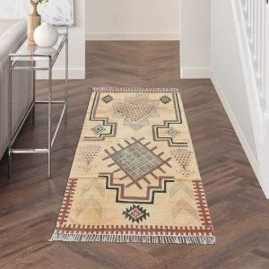 Hand Embroidery Elevate Cotton Beige Rug
