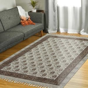 Cotton Dhurrie Block Printed Brown Hause Warm Rug
