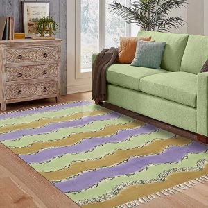 Purple Hand Block Printed Cotton Rug