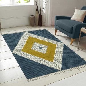 Hand Block Printed Cotton Blue 4x6 Rugs