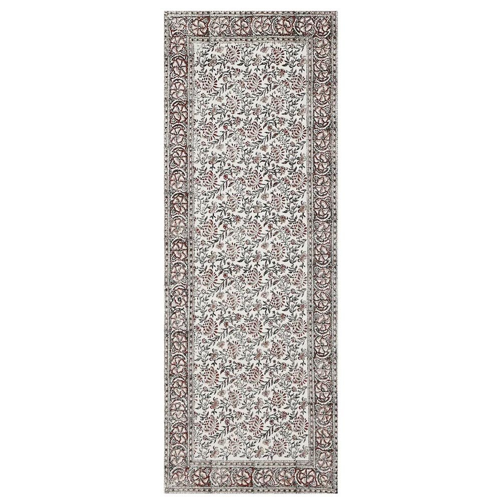 Lobby Area Rug Block Printed Green Cotton Dhurrie - Image 3