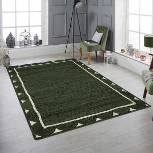 Green Jute Carpet Hand Braided Bedroom Area Rug