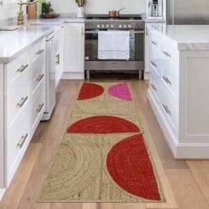 Red Hand Braided Jute House Decor Dhurrie
