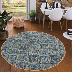 Round Jute Carpet Hand Braided Bedroom Area Rug