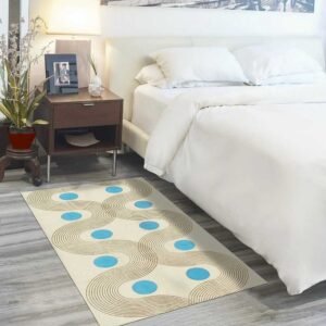 Sky Blue Hand Block Printed Cotton Rug