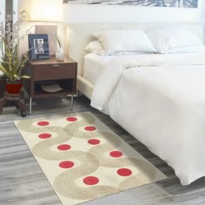 Hand Block Printed Red Cotton Living Area Rug