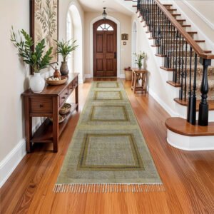 Yellow Hand Block Printed Cotton Area Rug