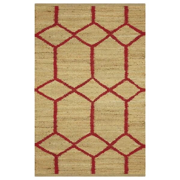 Hand Woven Maroon Geometric Jute Rug