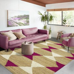 Pink Hand Woven Modern House Warm Rug
