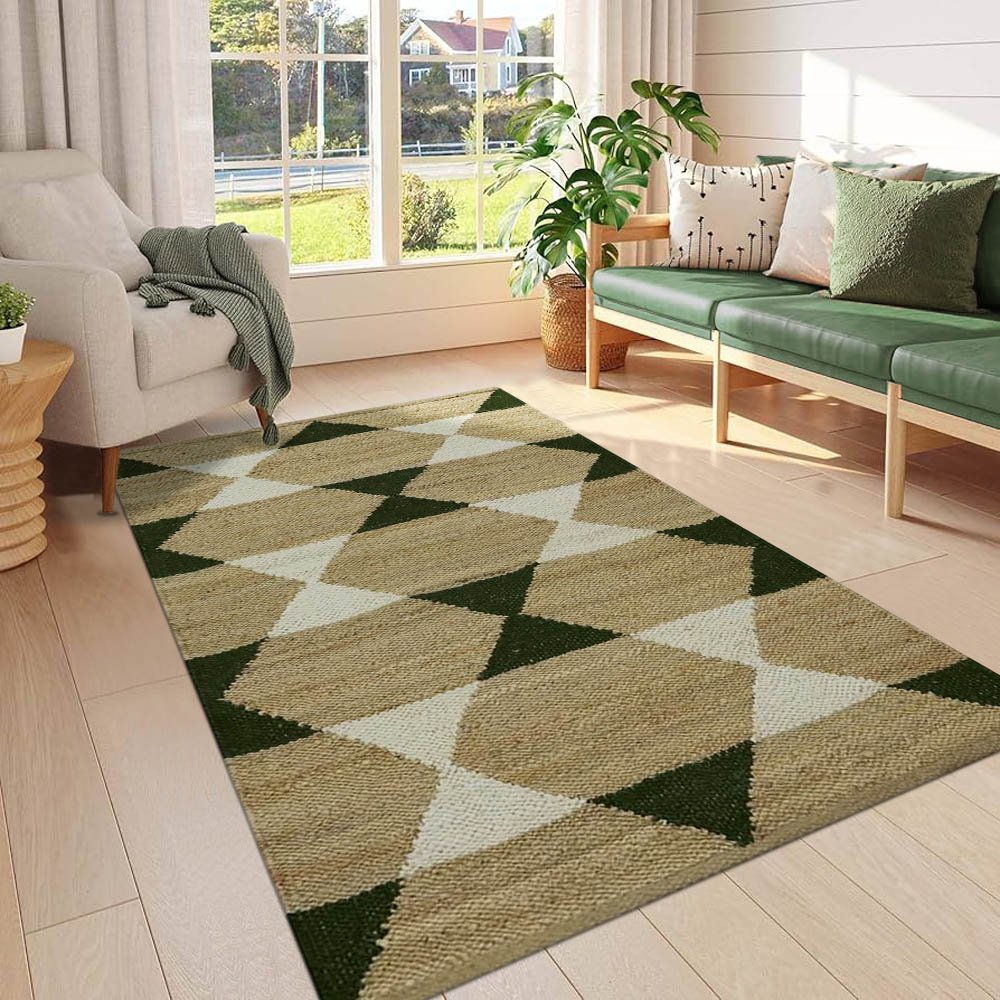 Beige Green Modern Jute House Warm Rug - Image 2