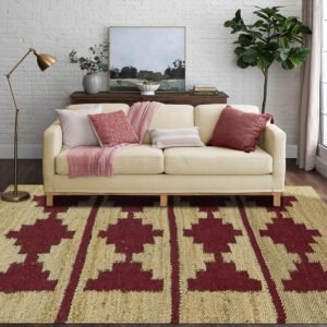 Beautiful Maroon Hand Woven Jute Rug