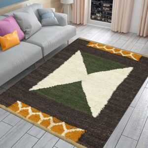 Multicolor Hand Woven Jute Geometric Dhurrie