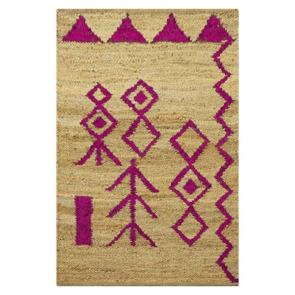 Hand Woven Pink & Beige Jute Moroccan Area Rug