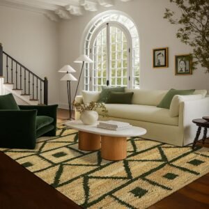 Hand Woven Green Jute Rug Perfect for Home Decor