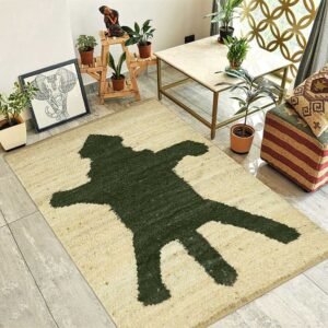 Green Modern Hand Woven Jute Area Rug