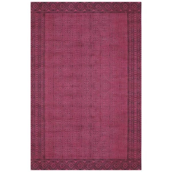 Bordered Black Dining Room Decor Cotton Rug