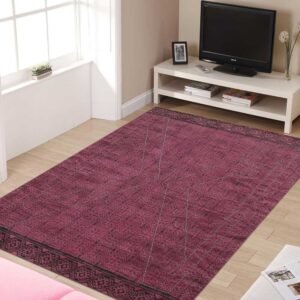 Cotton Black Hand Block Printed Bordered Rug