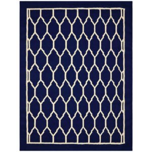 Rich Blue Hand Tufted Wool Rug