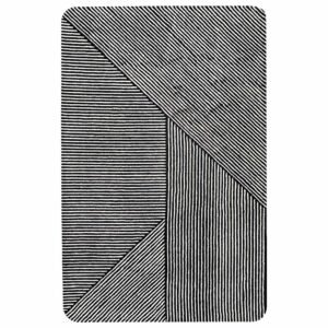 Hand Tufted Geometric Black Wool Area Rug