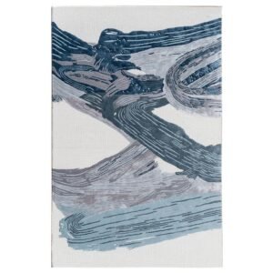 Abstract Hand Tufted Wool White & Green Rug