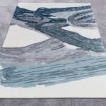 Abstract Hand Tufted Wool White & Green Rug