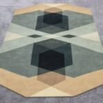 Gray Beige Tufted Rug Handmade Wool Carpet
