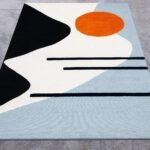 Black Rug Geometric Hand Tufted Wool Carpet