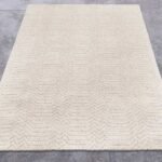 Hand Tufted Area Rug Wool Beige Large Carpet