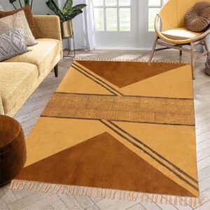 Handmade Brown Block Printed Cotton Area Rug