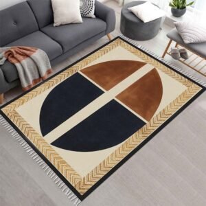 Geometric Large Area Block Printed Rug