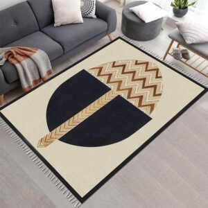 Bedroom Decor White Printed Cotton Carpet