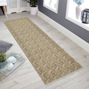 Floral Printed Cotton Handmade Blue Large Area Rug