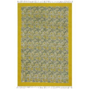 Floral 4x6 Yellow Block Print Cotton Rug Floral 4x6 Yellow Block Print Cotton Rug