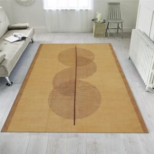 Brown Cotton Rug Block Printed Bedroom Area
