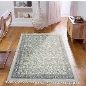 Handmade Block Printed Blue Bedroom Area Rug